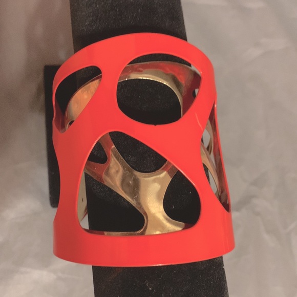 Orange and Gold Metal Bangle Bracelet - Picture 3 of 3